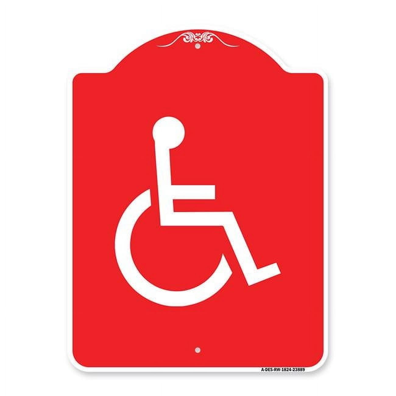 Disability Sign Red 18 x 24 in. Designer Series Sign - Large Handicapped Symbol, Red ...