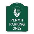 thumbnail image 1 of 18 x 24 in. Designer Series Sign - National Park Service - Permit Parking Only, Green & White, 1 of 1