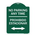 thumbnail image 1 of 18 x 24 in. Designer Series Sign - No Parking Anytime Prohibido Estacionar with Bidirectional Arrow, Green & White, 1 of 1