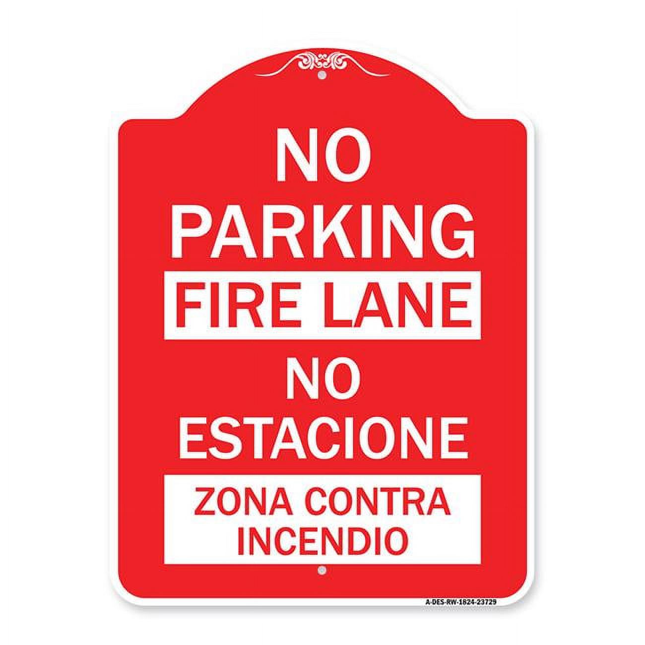 18 x 24 in. Designer Series Sign - No Parking Fire Lane - No Estacione ...