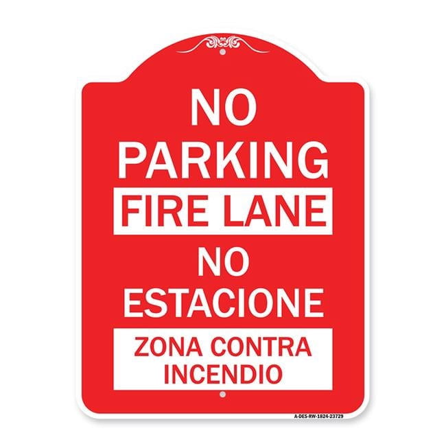 18 x 24 in. Designer Series Sign - No Parking Fire Lane - No Estacione ...