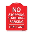 thumbnail image 1 of 18 x 24 in. Designer Series Sign - No Stopping Standing Parking - Fire Lane, Red & White, 1 of 1
