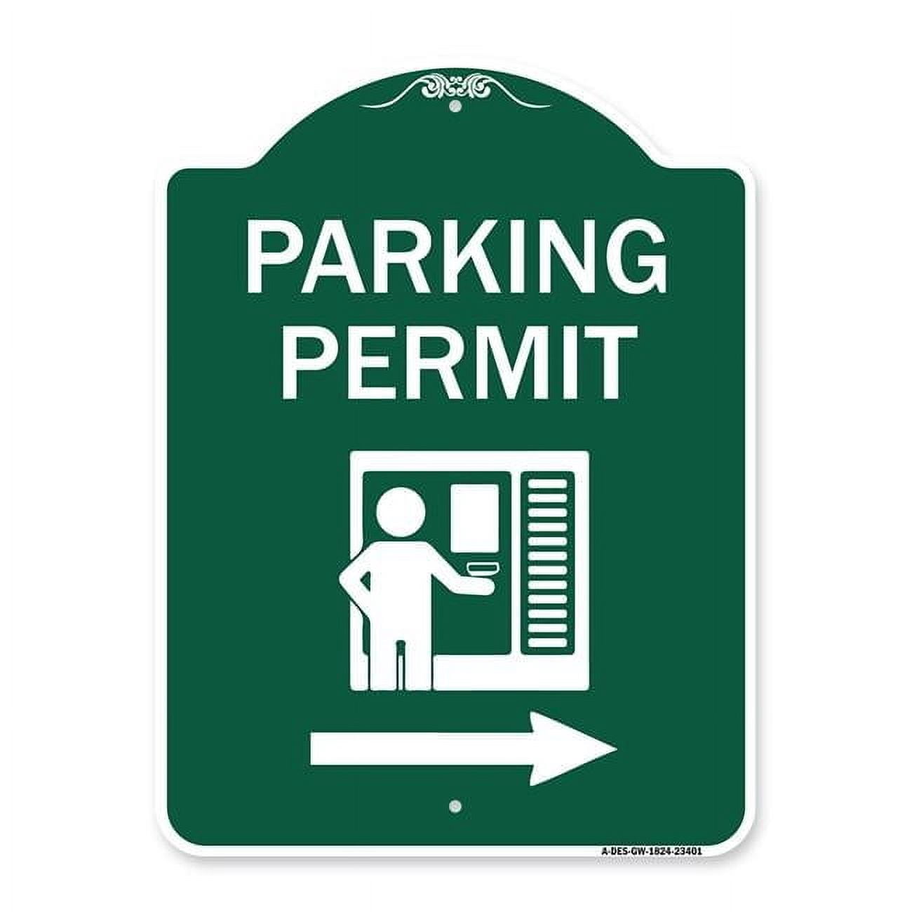 Permit Box Symbol 18 x 24 in. Designer Series Sign - Parking Permit with Right Arrow ...