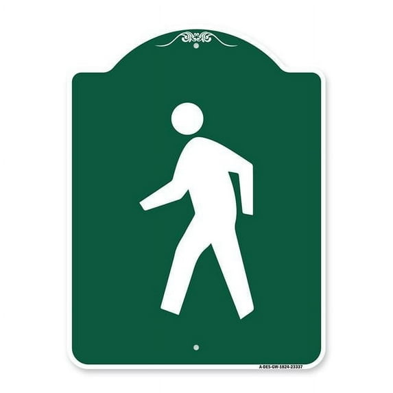 18 x 24 in. Designer Series Sign - Pedestrian Crossing Symbol, Green & White