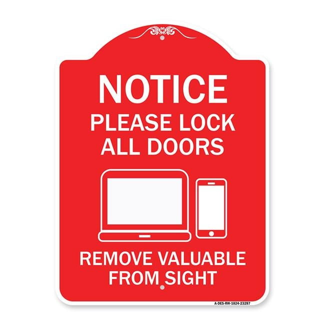 18 x 24 in. Designer Series Sign - Please Lock All Doors Remove ...