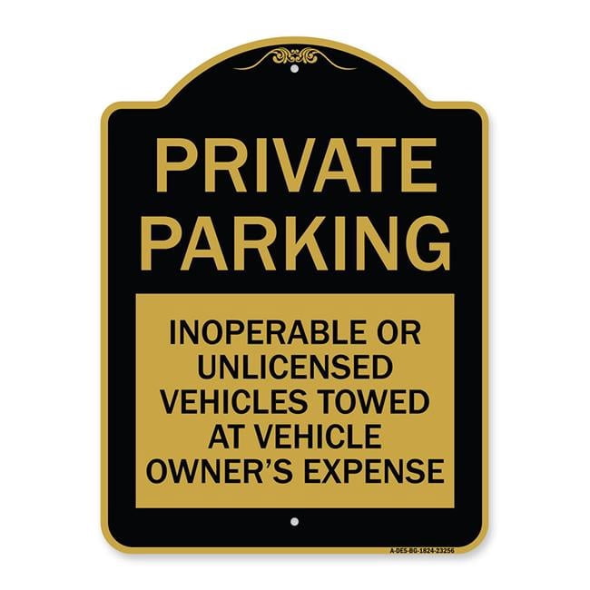 18 x 24 in. Designer Series Sign - Private Parking Inoperable or ...