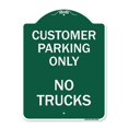 thumbnail image 1 of 18 x 24 in. Designer Series Sign - Reserved Parking Sign Customer Parking Only No Trucks, Green & White, 1 of 1