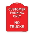 thumbnail image 1 of 18 x 24 in. Designer Series Sign - Reserved Parking Sign Customer Parking Only No Trucks, Red & White, 1 of 1