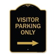 thumbnail image 1 of 18 x 24 in. Designer Series Sign - Reserved Parking Sign Visitor Parking Only with Right Arrow, Black & Gold, 1 of 1