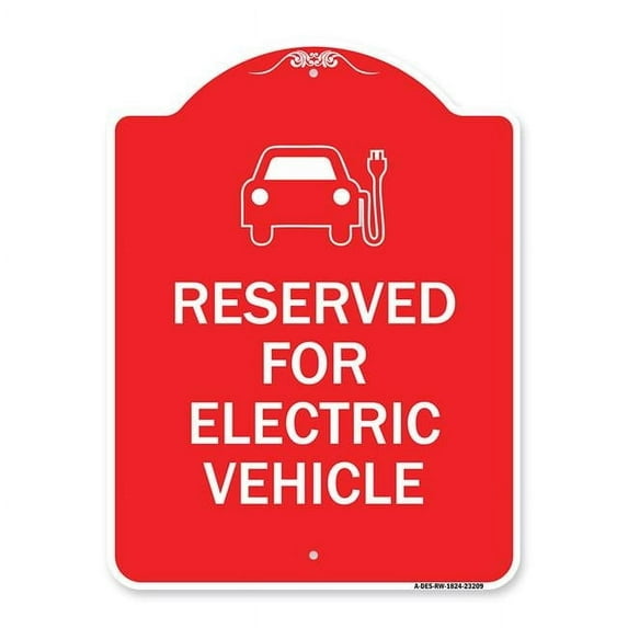 18 x 24 in. Designer Series Sign - Reserved for Electric Vehicle with Graphic, Red & White