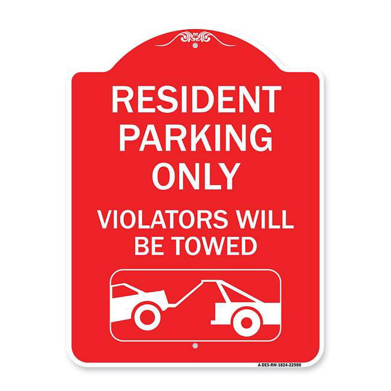 No Parking Violators Will Be Towed Sign, Aluminum. Non-Reflective. 12 X ...