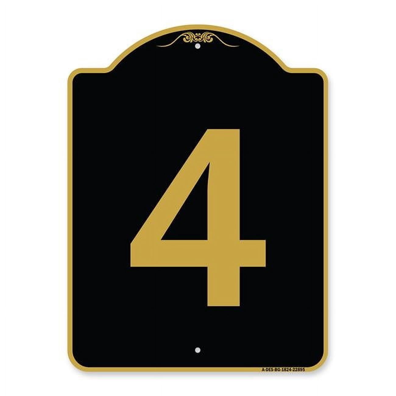 18 x 24 in. Designer Series Sign - Sign with Number 4, Black & Gold ...