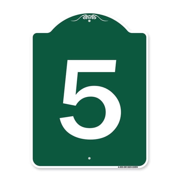 18 x 24 in. Designer Series Sign - Sign with Number 5, Green & White