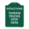 thumbnail image 1 of 18 x 24 in. Designer Series Sign - Truck Sign Instructions Tandem Trucks Stop Here, Green & White, 1 of 1