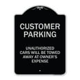 thumbnail image 1 of 18 x 24 in. Designer Series Sign - Unauthorized Cars Will Be Towed Away At Owners Expense, Black & Silver, 1 of 1