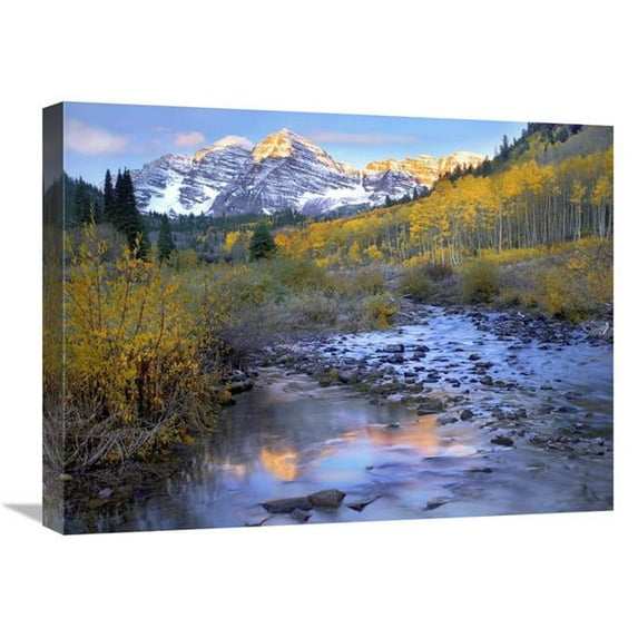 18 x 24 in. Maroon Bells & Maroon Creek in Autumn, Colorado Art Print - Tim Fitzharris