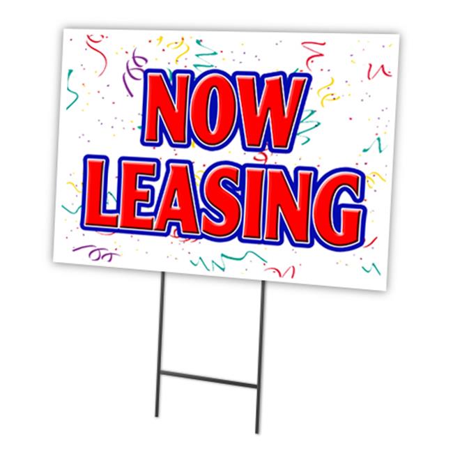 18 x 24 in. Now Leasing Yard Sign & Stake Outdoor Plastic Coroplast