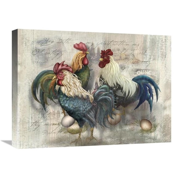 18 x 24 in. Rooster Trio Art Print - Alma Lee