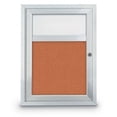 thumbnail image 1 of 18 x 24 in. Single Door Traditional Indoor Enclosed Corkboard with Header, Apricot Fabric Backing Board & Satin Anodized Aluminum Frame, 1 of 1
