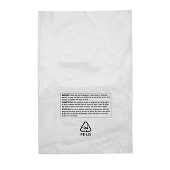 18" x 24" x 1 mil Clear Plastic Suffocation Warning Bags with 18pt Print in 3 Languages (Case of 1,000)