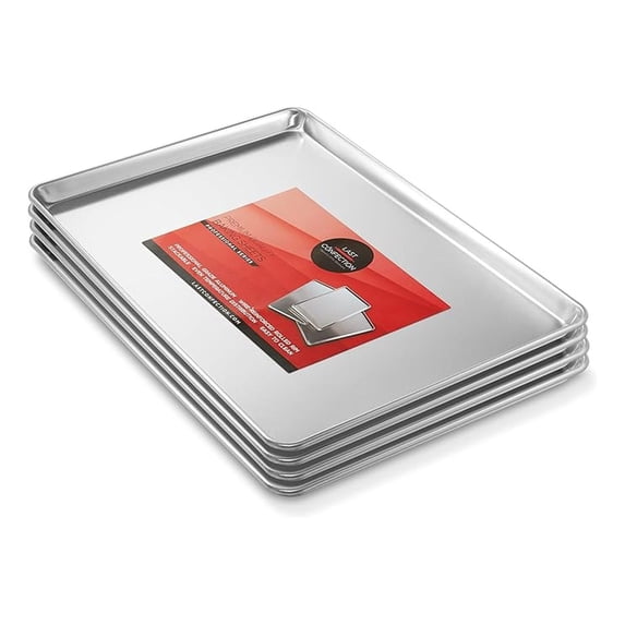 18" x 26" Grade Baking Sheet Pans, 4 Pack - Aluminum Full-Size Rimmed Cookie Sheet Trays