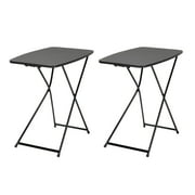 18" x 26" Indoor Outdoor Adjustable Height Personal Folding Table, Black, 2 pack