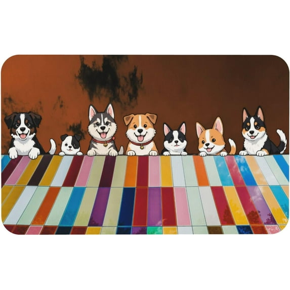 18"x 27.5" - Extra Large Dog Feeding Mat, Absorbent Mats for Dog Food and Water Bowl, Pet Placemat for Dogs, Cats, Puppy Accessories - (Many Cute Puppies)