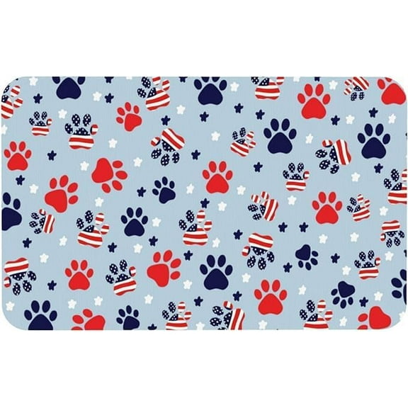 18"x 27.5" - Extra Large Dog Feeding Mat, Absorbent Mats for Dog Food and Water Bowl, Pet Placemat for Dogs, Cats, Puppy Accessories - (Paw Print Patriotic Star)