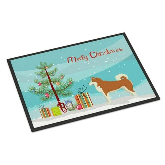 18 x 27 in. Akita Christmas Tree Indoor or Outdoor Mat