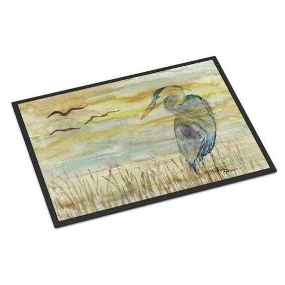 18 x 27 in. Blue Heron Yellow Sky Indoor or Outdoor Mat