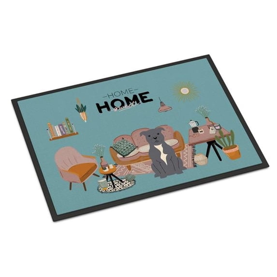 18 x 27 in. Blue Staffordshire Bull Terrier Sweet Home Indoor or Outdoor Mat