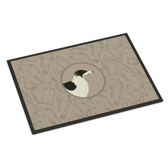 18 x 27 in. Borzoi in the Kitchen Indoor or Outdoor Mat