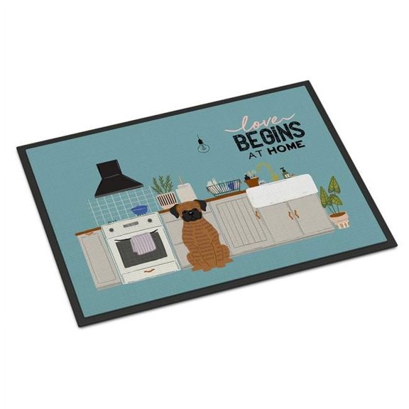 18 x 27 in. Brindle Boxer Kitchen Scene Indoor or Outdoor Mat