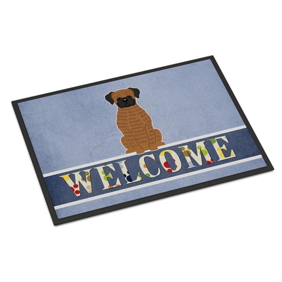 18 x 27 in. Brindle Boxer Welcome Indoor or Outdoor Mat