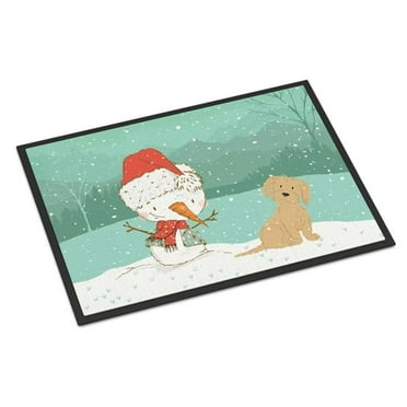 18 x 27 in. Brown Maltese Snowman Christmas Indoor or Outdoor Mat