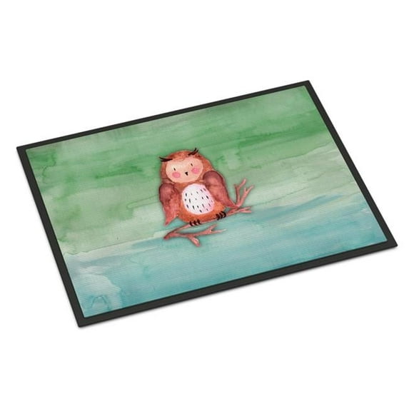 18 x 27 in. Brown Owl Watercolor Indoor or Outdoor Mat