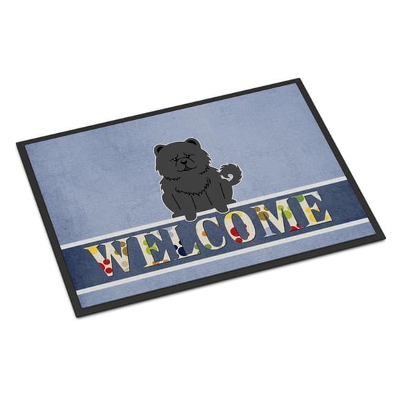 18 x 27 in. Chow Chow Black Welcome Indoor or Outdoor Mat