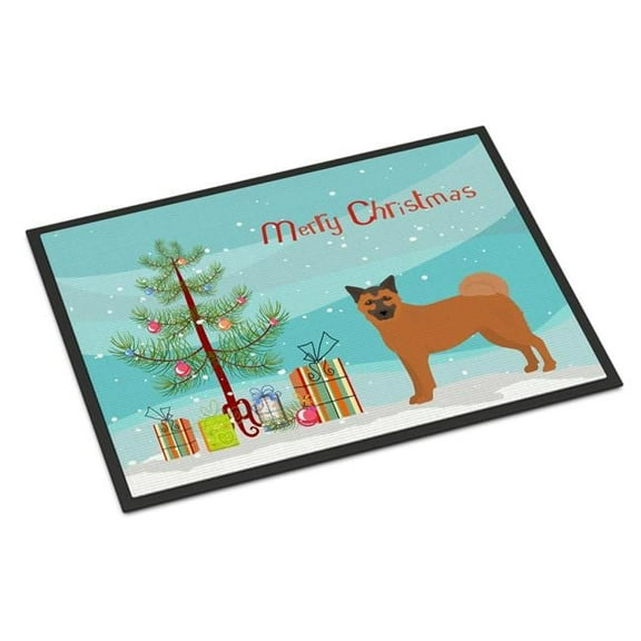 18 x 27 in. Chow Shepherd Christmas Tree Indoor or Outdoor Mat