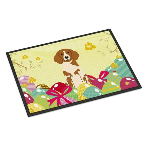 18 x 27 in. Easter Eggs Brittany Spaniel Indoor or Outdoor Mat