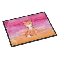 18 x 27 in. Orange Cat Watercolor Indoor or Outdoor Mat