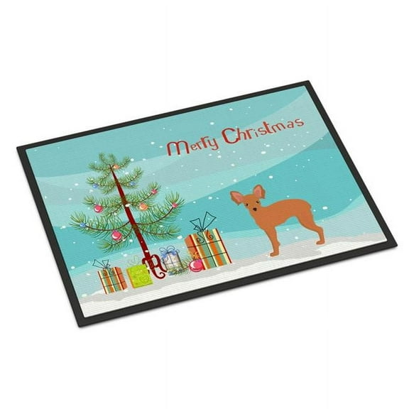 18 x 27 in. Russkiy Toy or Russian Toy Terrier Christmas Tree Indoor or Outdoor Mat