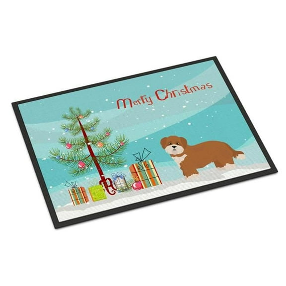 18 x 27 in. Shorkie No.2 Christmas Tree Indoor or Outdoor Mat