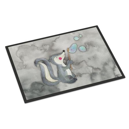 18 x 27 in. Skunk & Bubbles Watercolor Indoor or Outdoor Mat