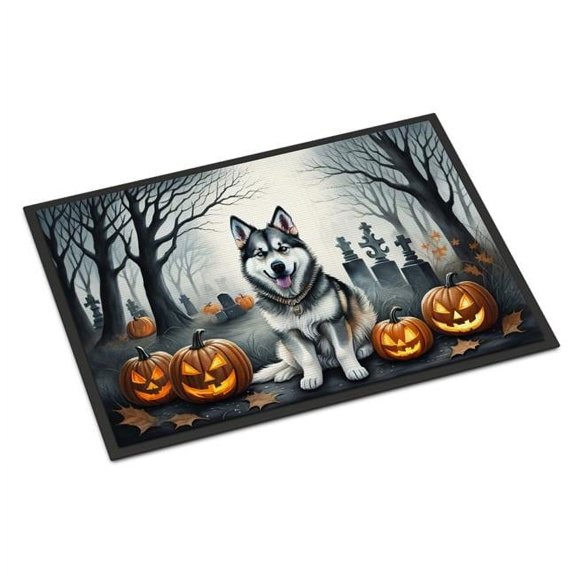 18 x 27 in. Unisex Alaskan Malamute Spooky Halloween Doormat