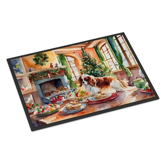 18 x 27 in. Unisex Cavalier Spaniel Christmas Cookies Doormat