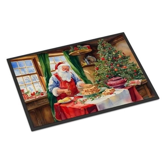 18 x 27 in. Unisex Cookies with Santa Claus Papa Noel Doormat
