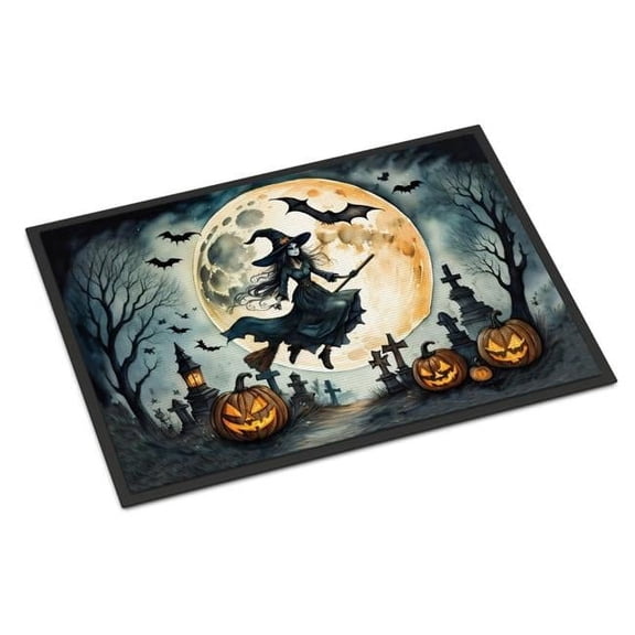 18 x 27 in. Unisex Flying Witch Spooky Halloween Doormat