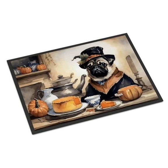 18 x 27 in. Unisex Pug Fall Kitchen Pumpkins Doormat