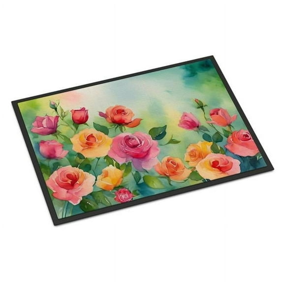 18 x 27 in. Unisex Roses in Watercolor Doormat