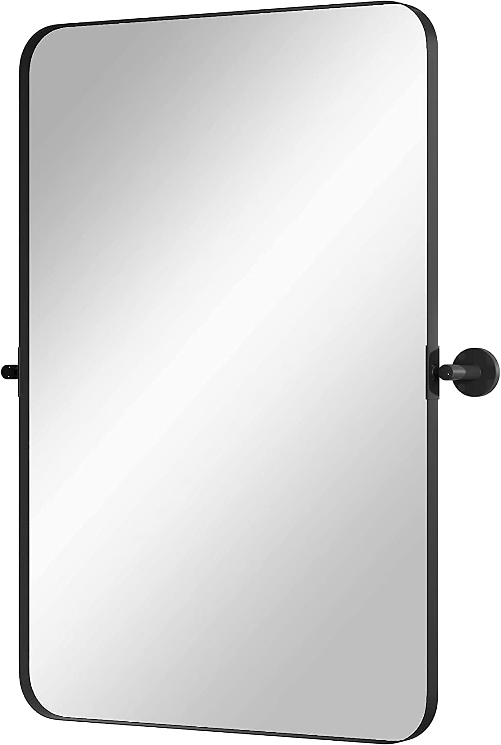 18 x 28 Inch Black Pivot Bathroom Mirror - Matte Black Metal Framed ...